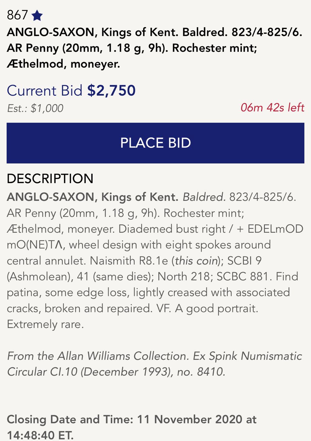 Great Britain Baldred King Of Kent  coin collectible - Main Image 3