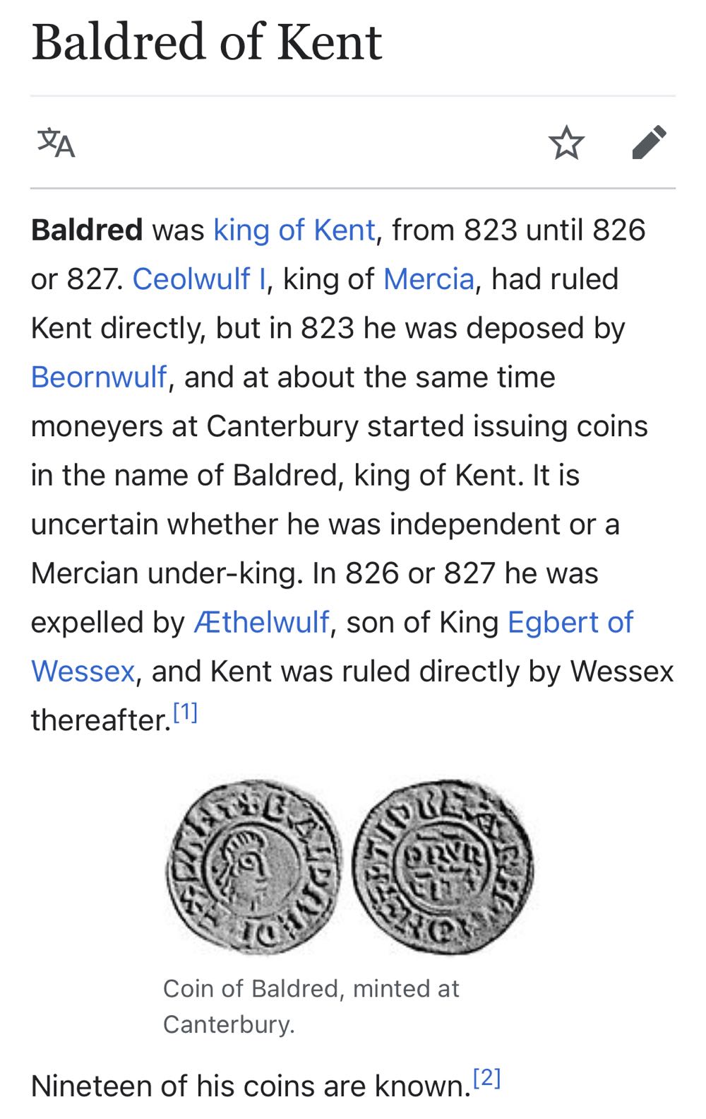 Great Britain Baldred King Of Kent  coin collectible - Main Image 4