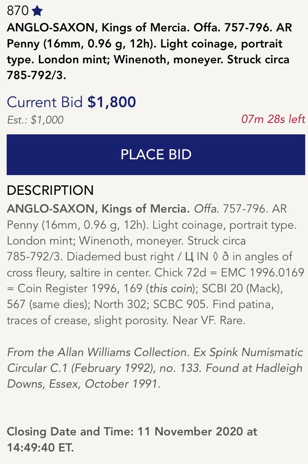 Great Britain Offa, King Of Mercia  coin collectible - Main Image 3