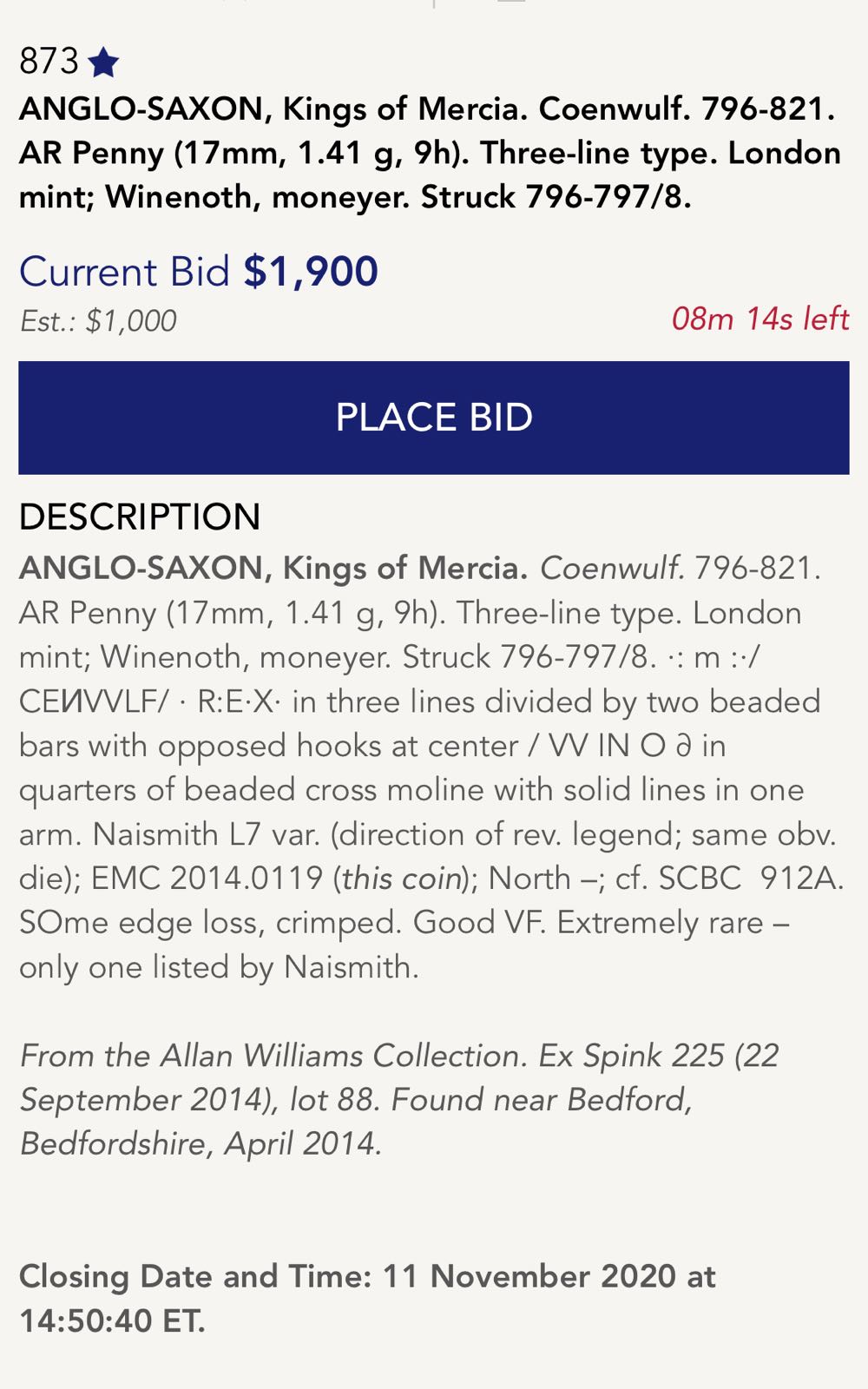 Great Britain Coenwulf, King Of Mercia  coin collectible - Main Image 3