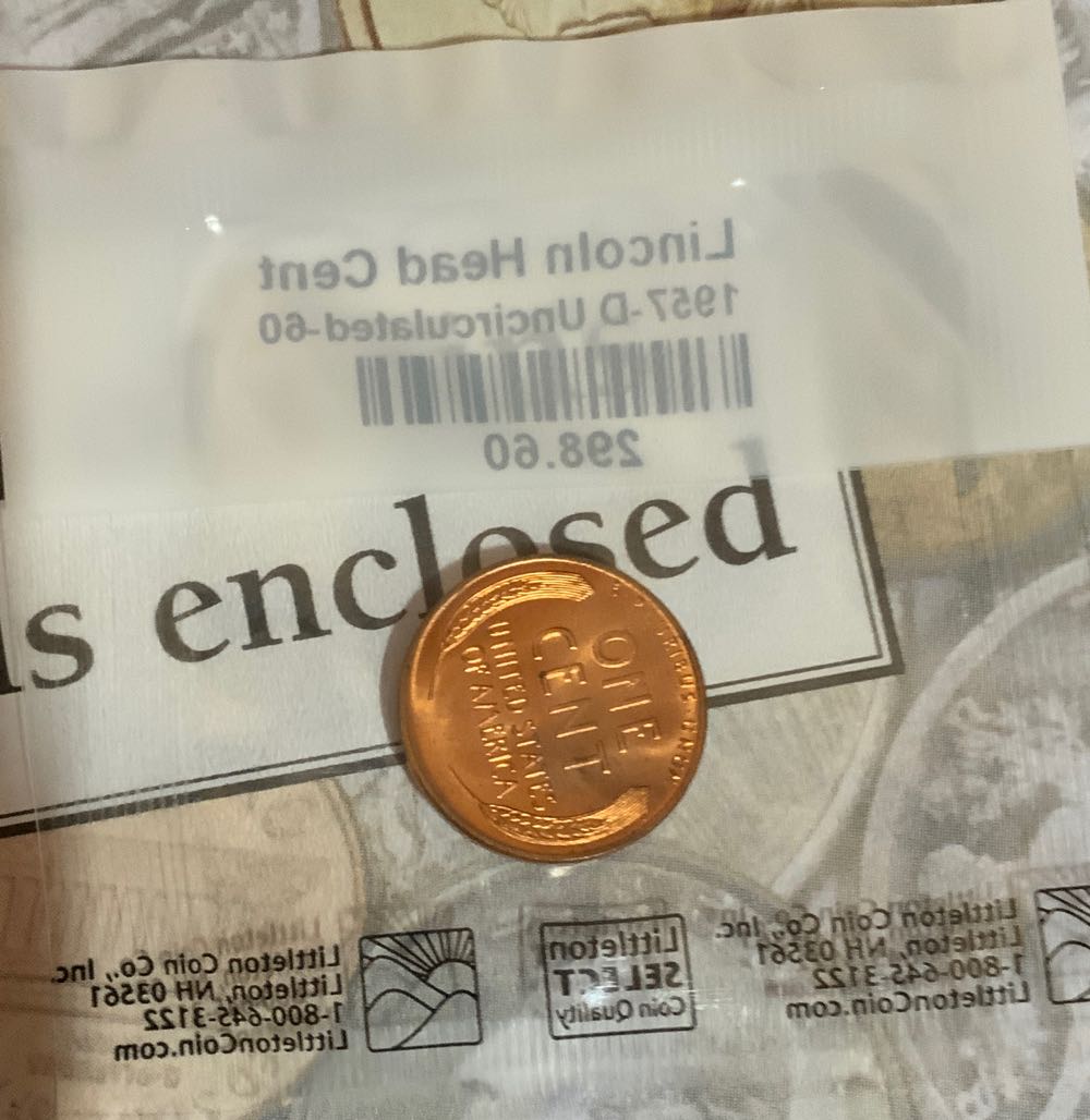 Lincoln Cent 1957-D Uncirculated  coin collectible - Main Image 2