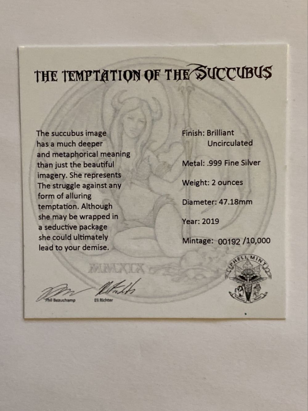 PM - Temptation of the Succubus coin collectible - Main Image 3