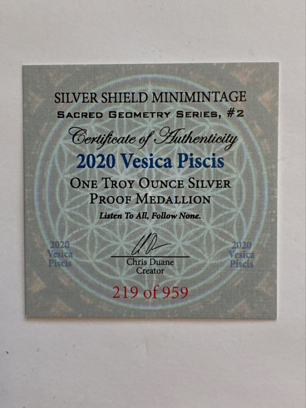 SS - Vesica Piscis coin collectible - Main Image 2