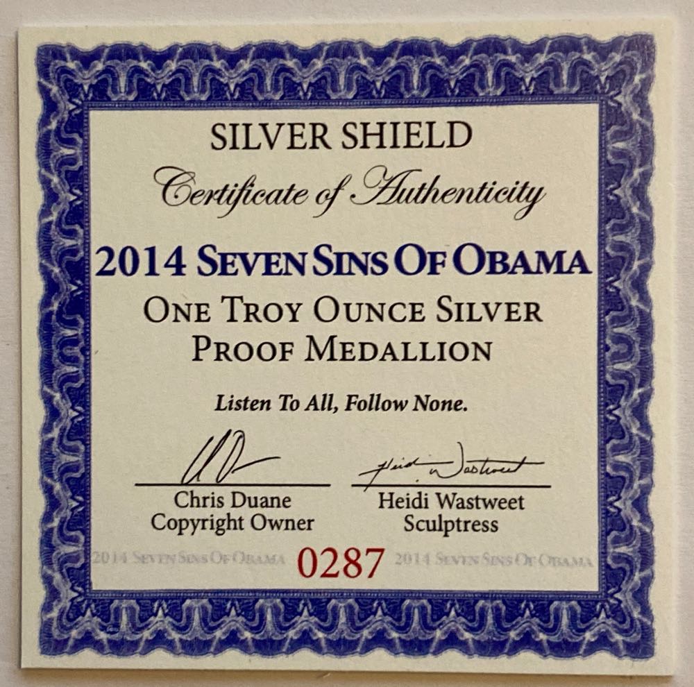 SS - Seven Sins of Obama  coin collectible - Main Image 2