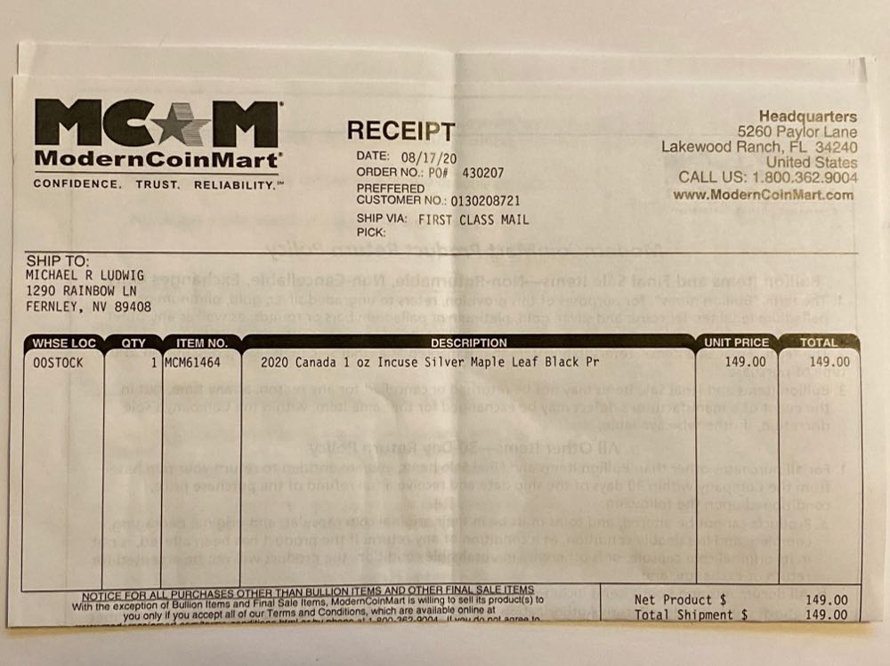 RCM - Maple Leaf Incuse  coin collectible - Main Image 3