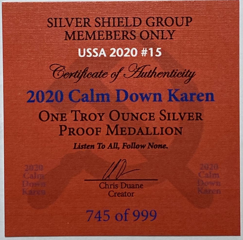 SS - Calm Down Karen  coin collectible - Main Image 2