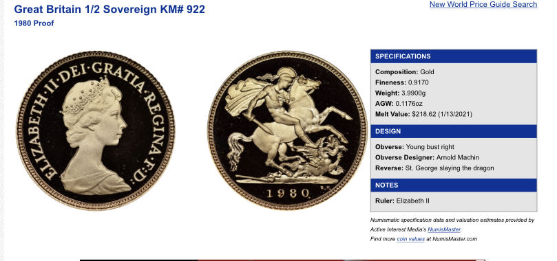 1980 Half Sovereign PF70 Ultra Cameo  coin collectible - Main Image 3