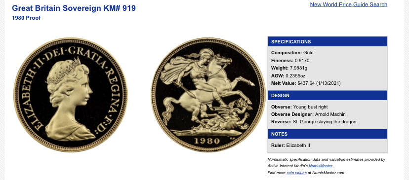 1980 Full Sovereign PF69 Ultra Cameo  coin collectible - Main Image 3