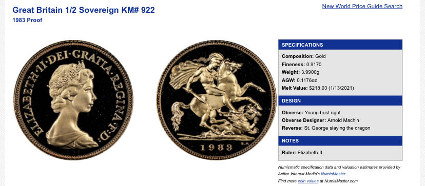 1983 Half Sovereign PF69 Ultra Cameo  coin collectible - Main Image 3