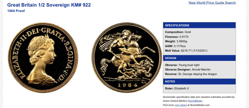 1984 Half Sovereign PF69 Ultra Cameo  coin collectible - Main Image 3