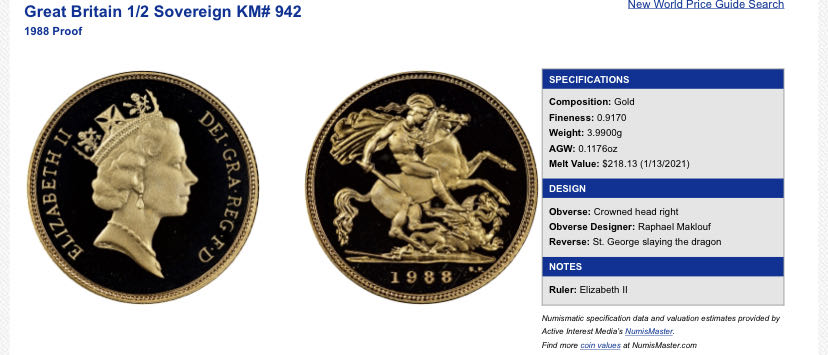 1988 Half Sovereign PF69 Ultra Cameo  coin collectible - Main Image 3