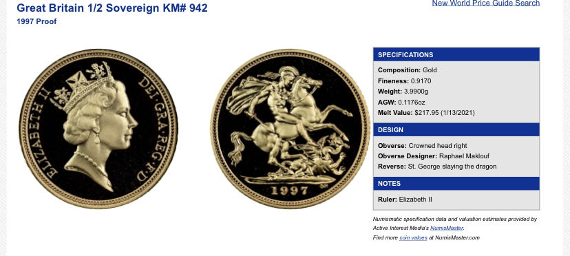 1997 Half Sovereign PF69 Ultra Cameo  coin collectible - Main Image 3