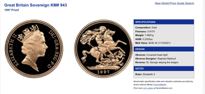 1997 Full Sovereign PF69 Ultra Cameo  coin collectible - Main Image 3