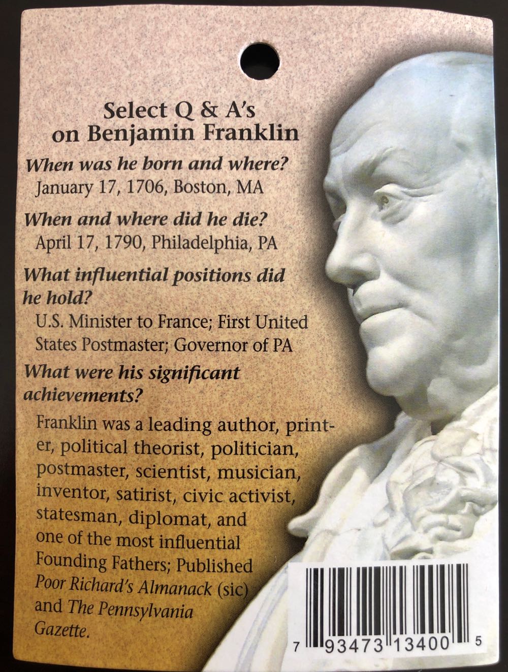 Benjamin Franklin Coin  coin collectible [Barcode 793473134005] - Main Image 3
