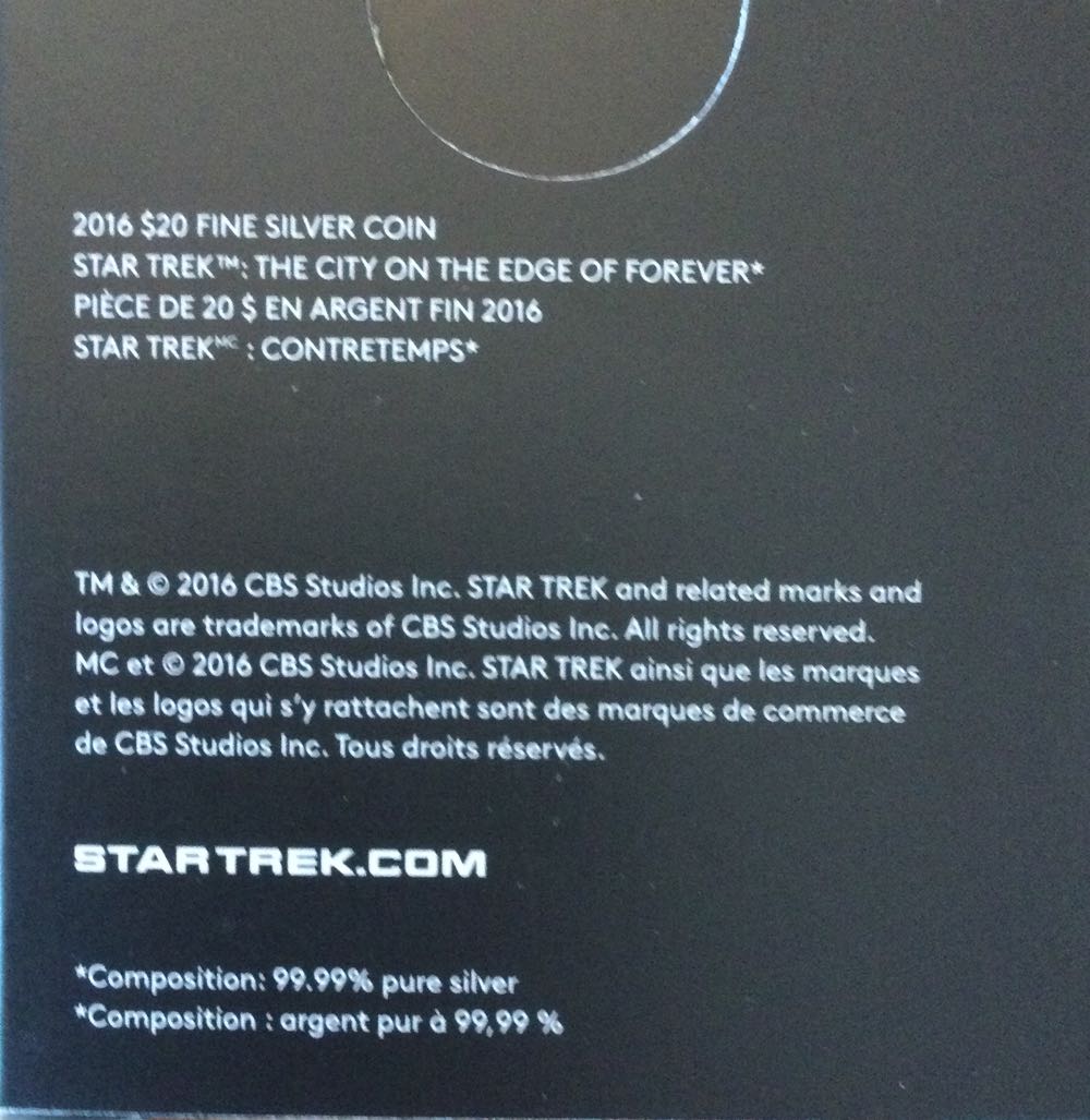 Star Trek TOS The City On The Edge Of Forever Silver Coin  coin collectible [Barcode 623932074873] - Main Image 3