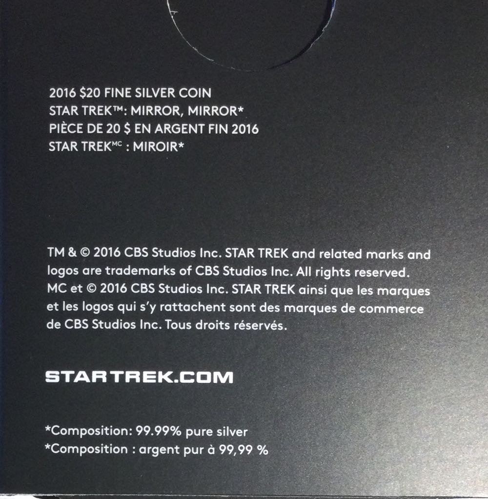 Star Trek TOS  Mirror Mirror Silver Coin  coin collectible [Barcode 623932074880] - Main Image 3