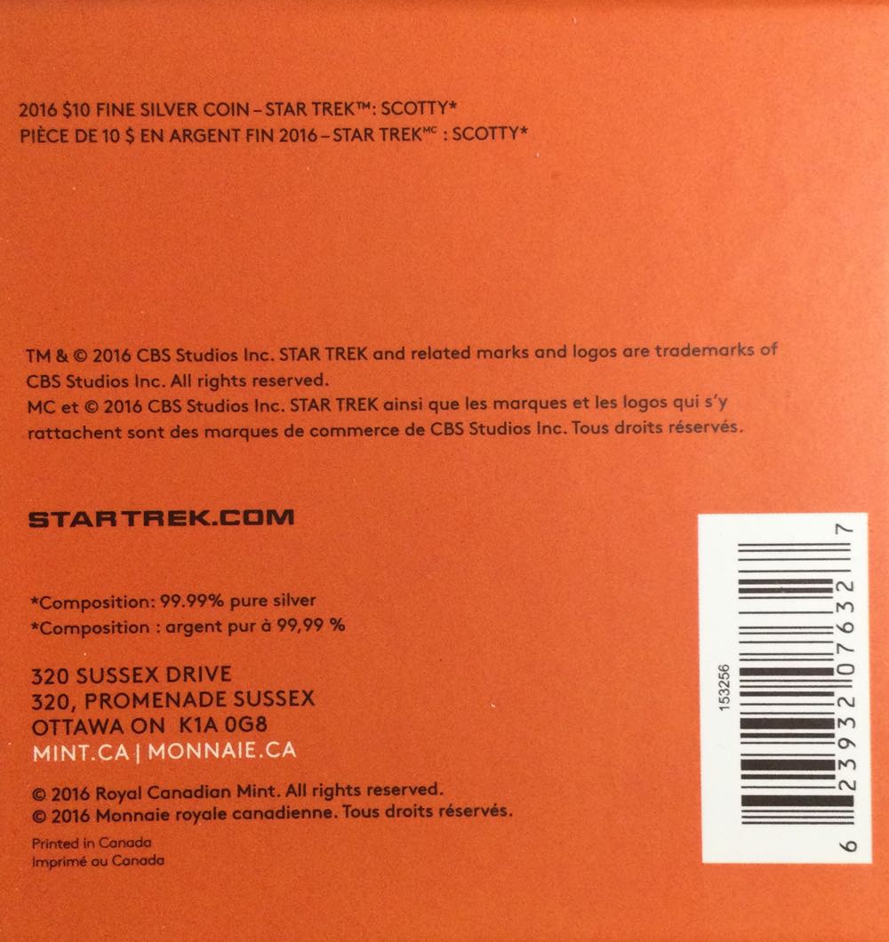 Star Trek TOS Scotty Silver Coin  coin collectible [Barcode 623932076327] - Main Image 3