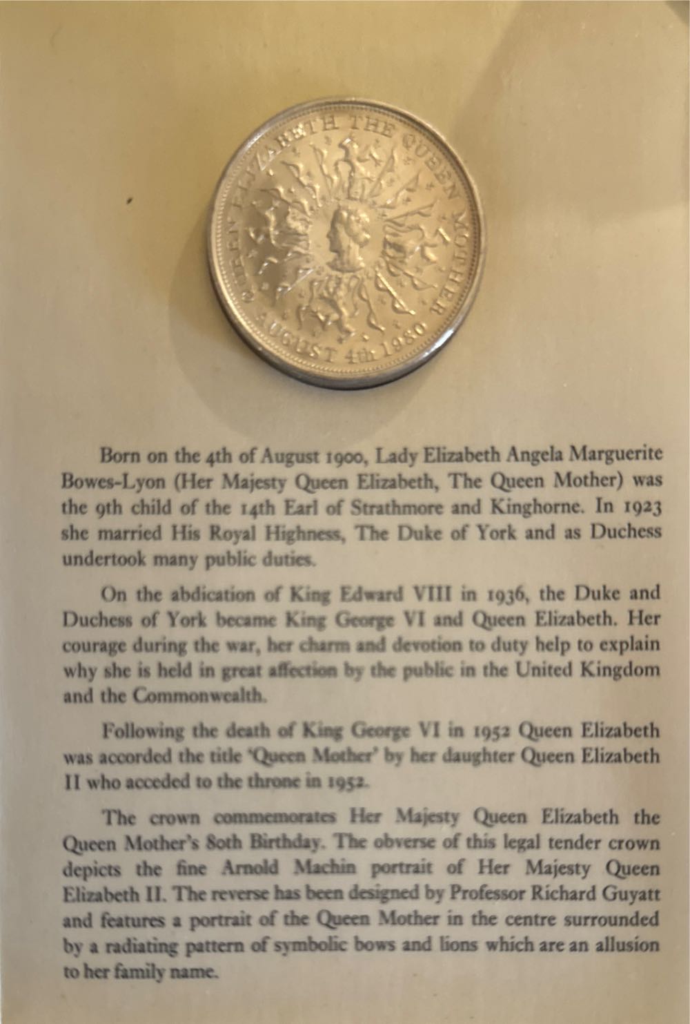 Queen Elizabeth The Queen Mother 80th Birthday  coin collectible - Main Image 4