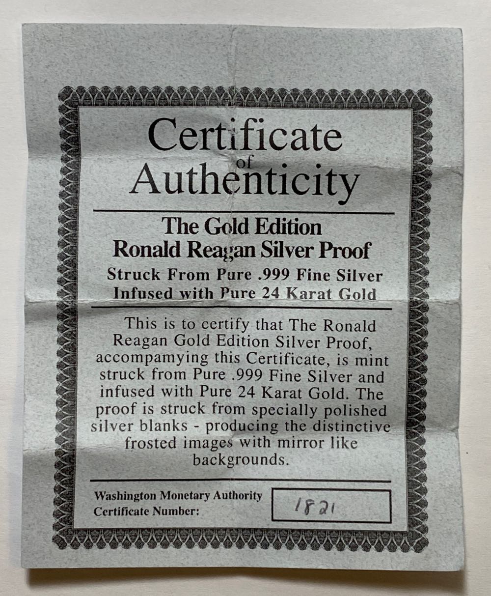 2006 The Gold Edition Ronald Reagan Silver Proof  coin collectible - Main Image 3