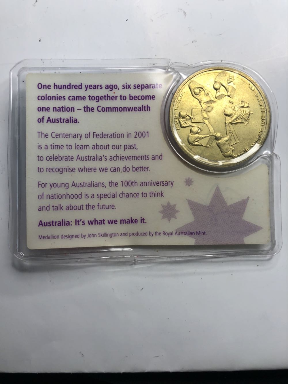 2001 Centenary Of Federation Medallion  coin collectible - Main Image 2