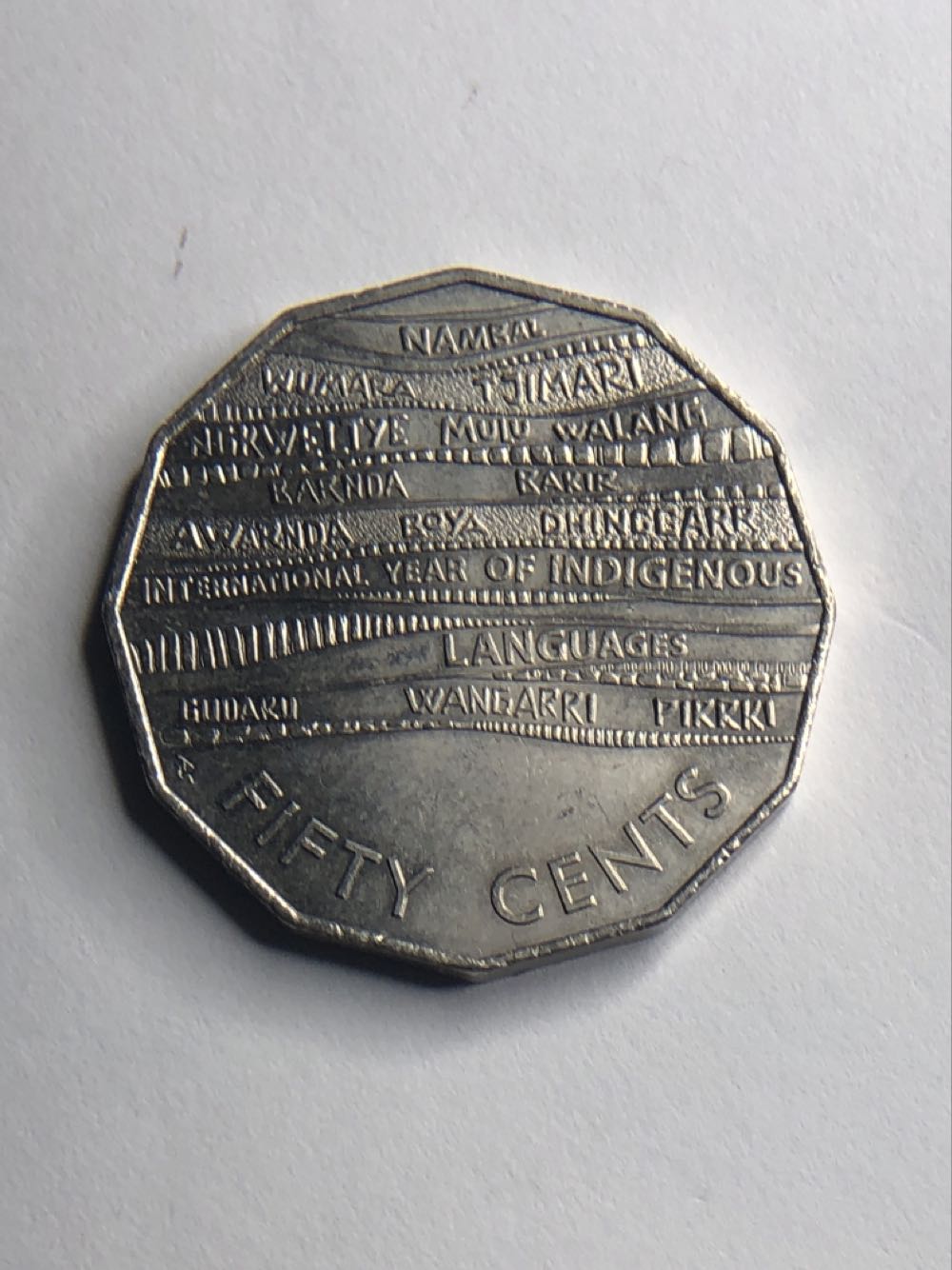 50 Cent Indigenous Language Commerative Coin 2019  coin collectible - Main Image 2
