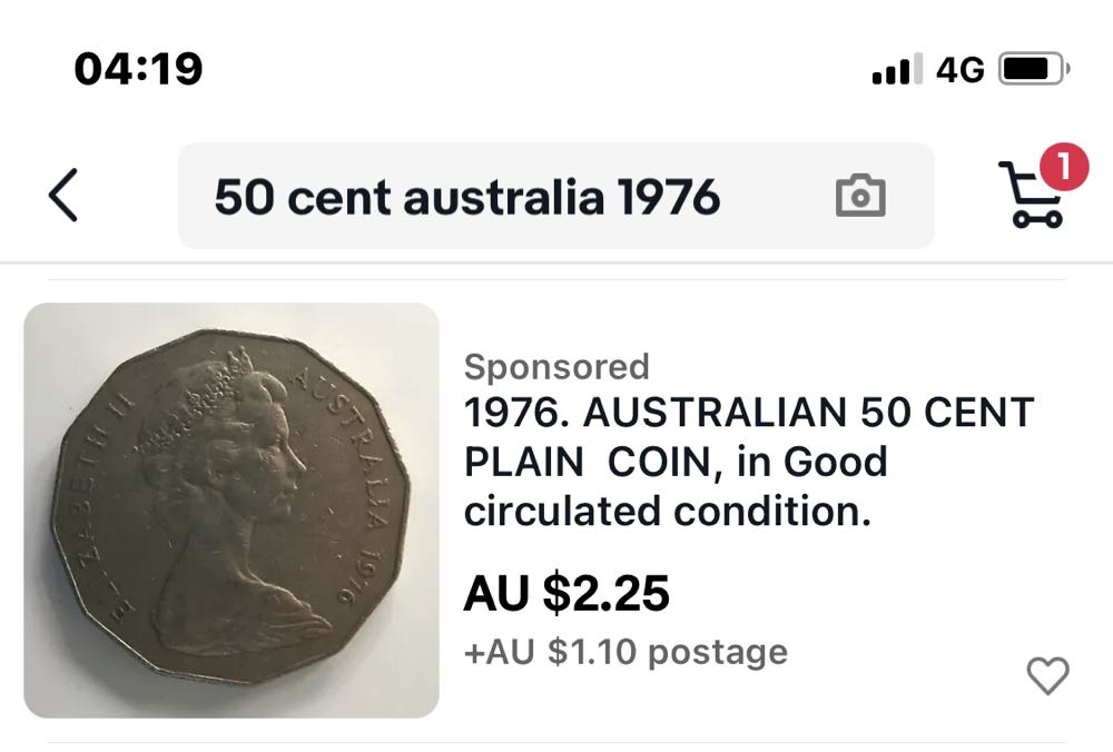 50 Cent 1976 Australia  coin collectible - Main Image 3