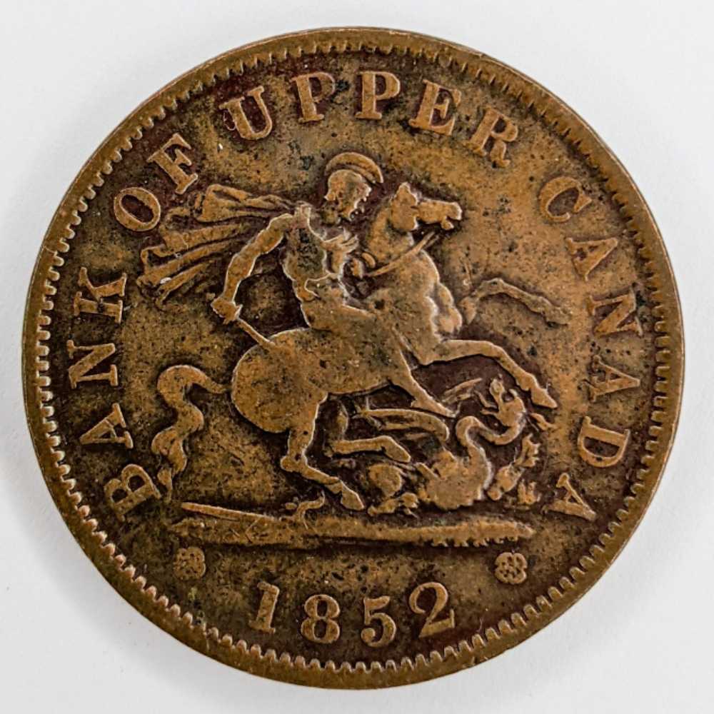 Bank of Upper Canada Bank Token Plain 4 One Penny 1854 coin collectible - Main Image 1