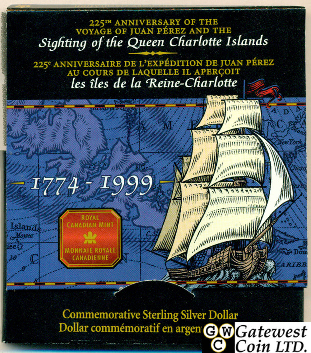 $1 Proof Silver Coin 225th Anniversary Of The Voyage Juan Perez And The Sighting Of The Queen Charlotte Islands  coin collectible [Barcode 623932240094] - Main Image 2