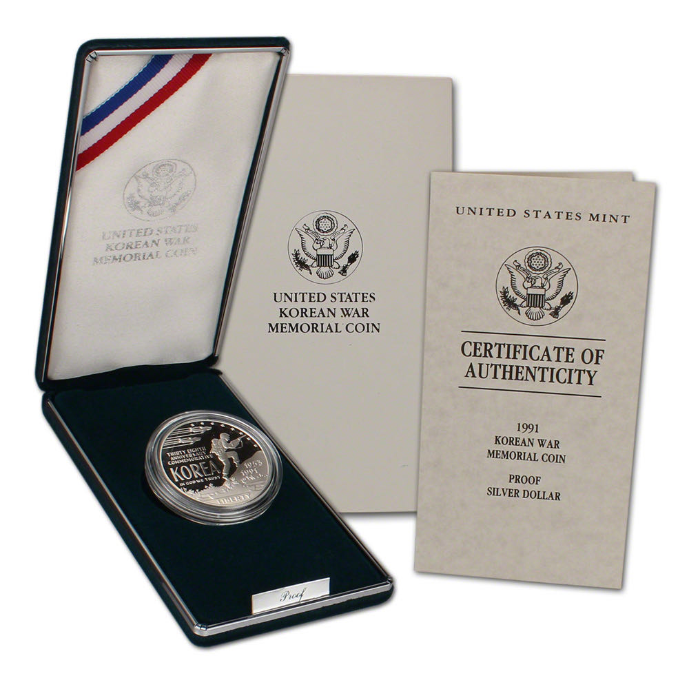 1991 Korean War Memorial Proof Silver Dollar  coin collectible - Main Image 1