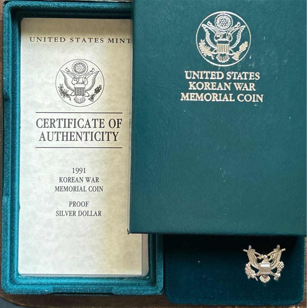 1991 Korean War Memorial Proof Silver Dollar  coin collectible - Main Image 4