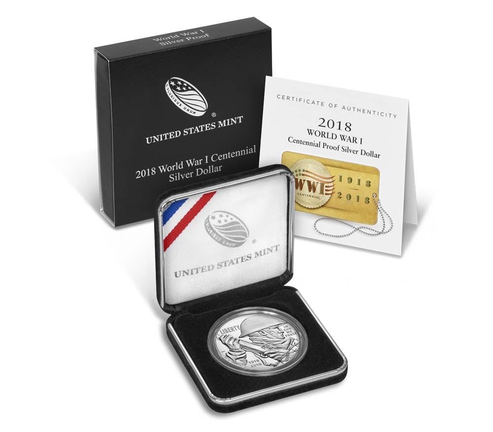 2018 World War One Centennial Silver Dollar  coin collectible [Barcode 704785071988] - Main Image 2