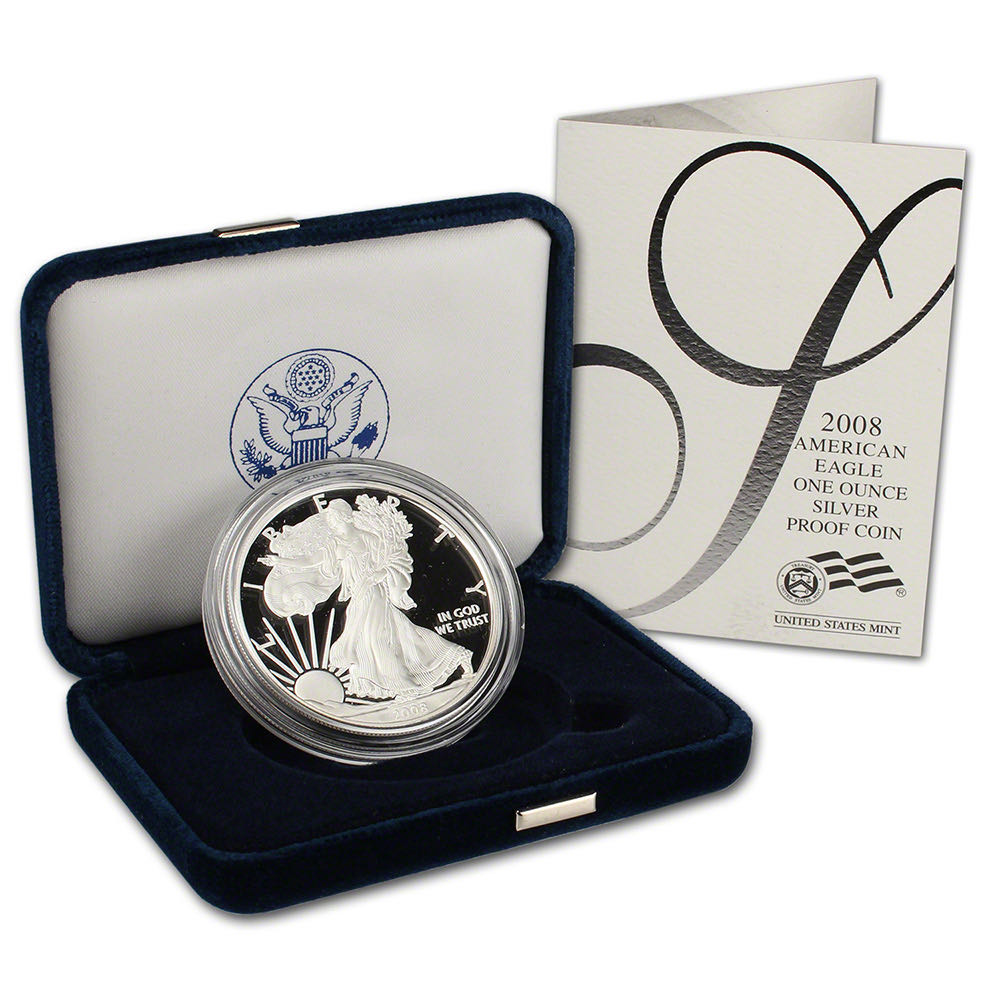 2008 American Eagle One Ounce Silver Proof  coin collectible [Barcode 704785055667] - Main Image 2