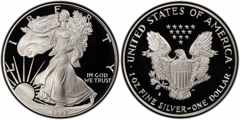 1992 US Mint American Eagle One Silver Proof coin collectible - Main Image 1