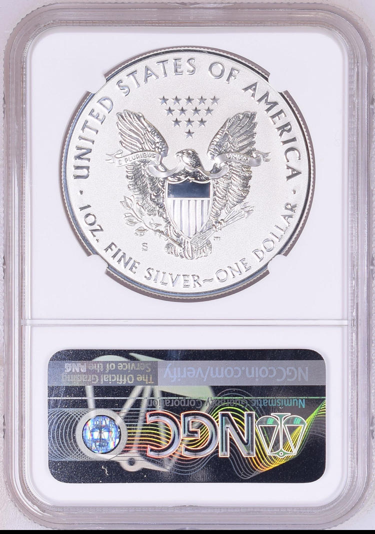 Slab American Eagle 2019-S American Silver Eagle Enhanced Reverse Proof PCGS PR70 First Day of Issue COA No. 01070  coin collectible - Main Image 2