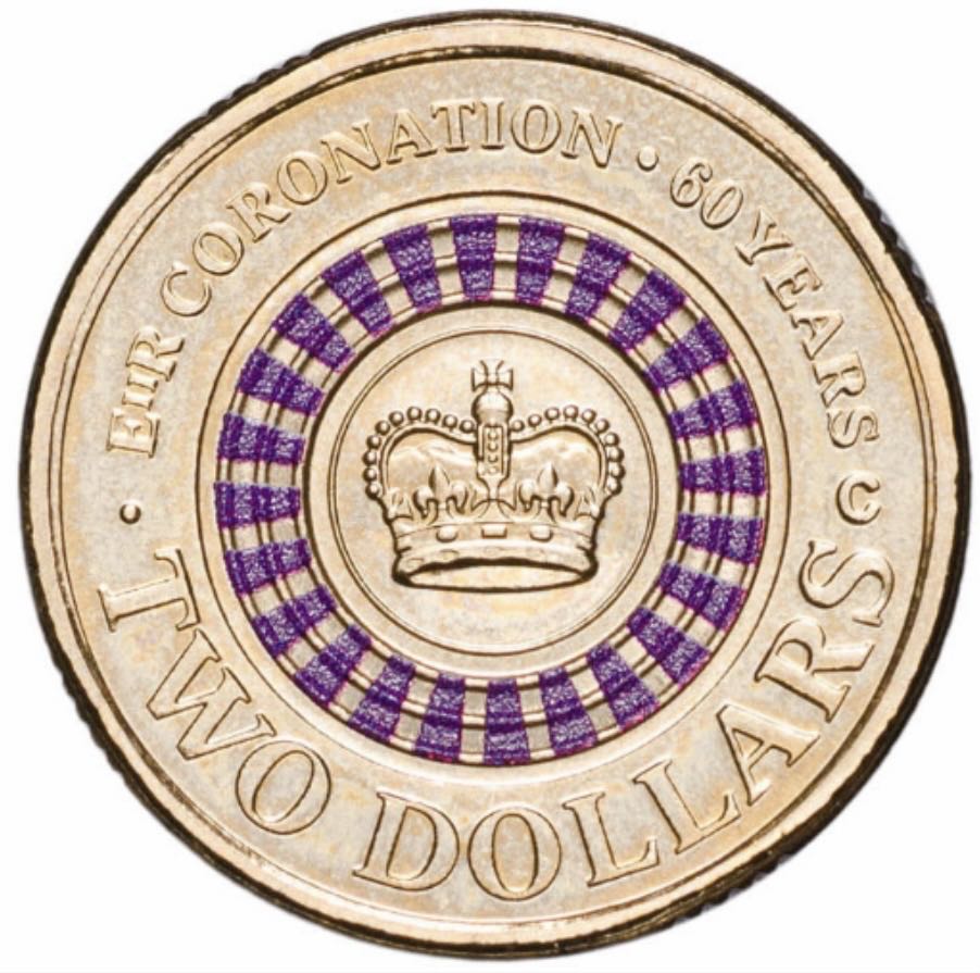 $2 (2013) Coloured 60th Anniversary Coronation Coin “c” Mintmark in Unc RAM Folder  coin collectible - Main Image 3