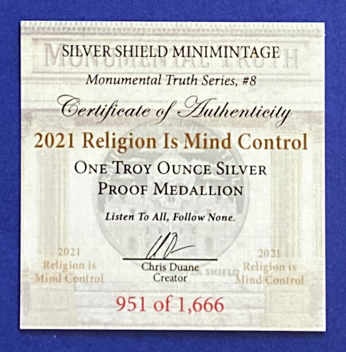 SS - Religion is Mind Control  coin collectible - Main Image 2