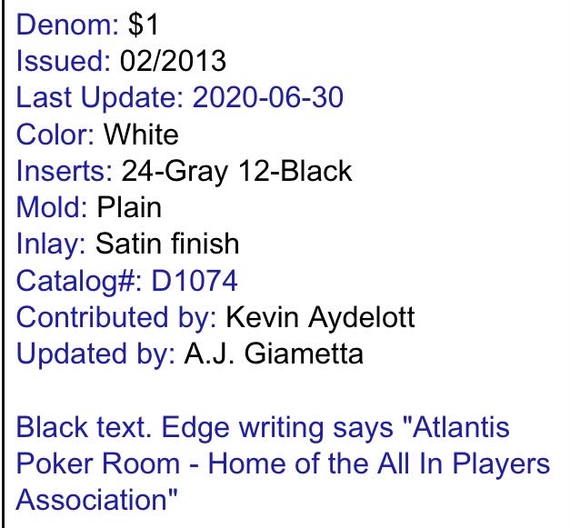 $1.00 Atlantis Casino & Resort  coin collectible - Main Image 3