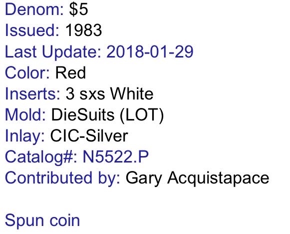 $5.00 Sands “Sands Regency “  coin collectible - Main Image 2