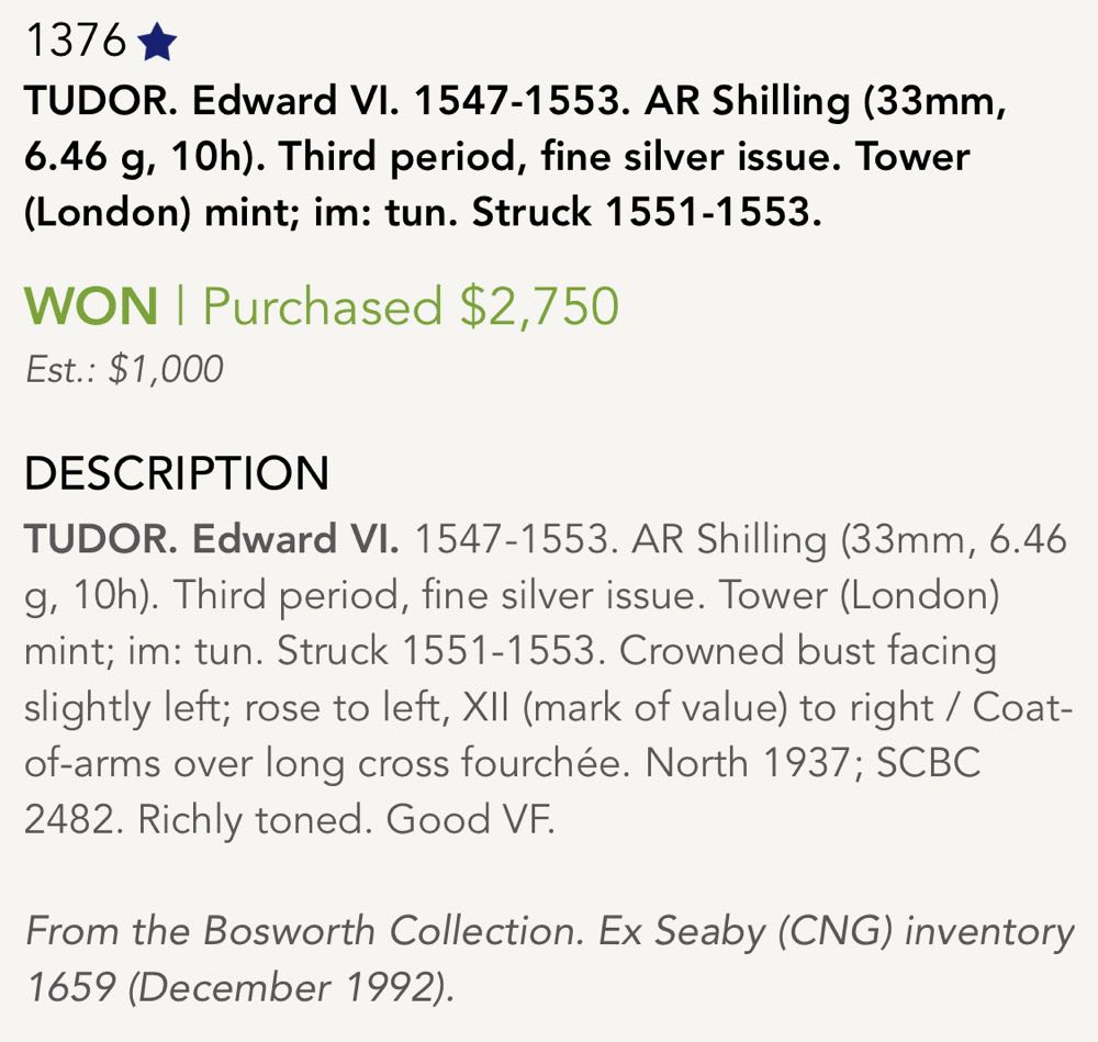 Great Britain Edward VI Shilling  coin collectible - Main Image 3