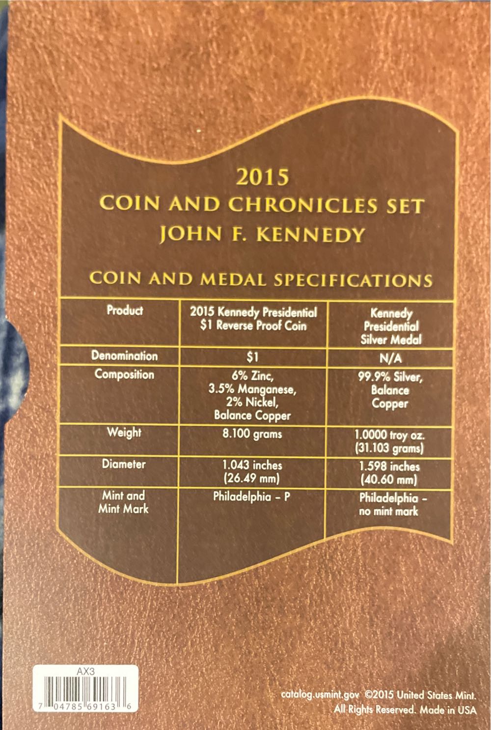 2015 Kappyscoins JFK Kennedy Chronicled Set Complete W Coa Mint Fresh  coin collectible [Barcode 704785691636] - Main Image 2