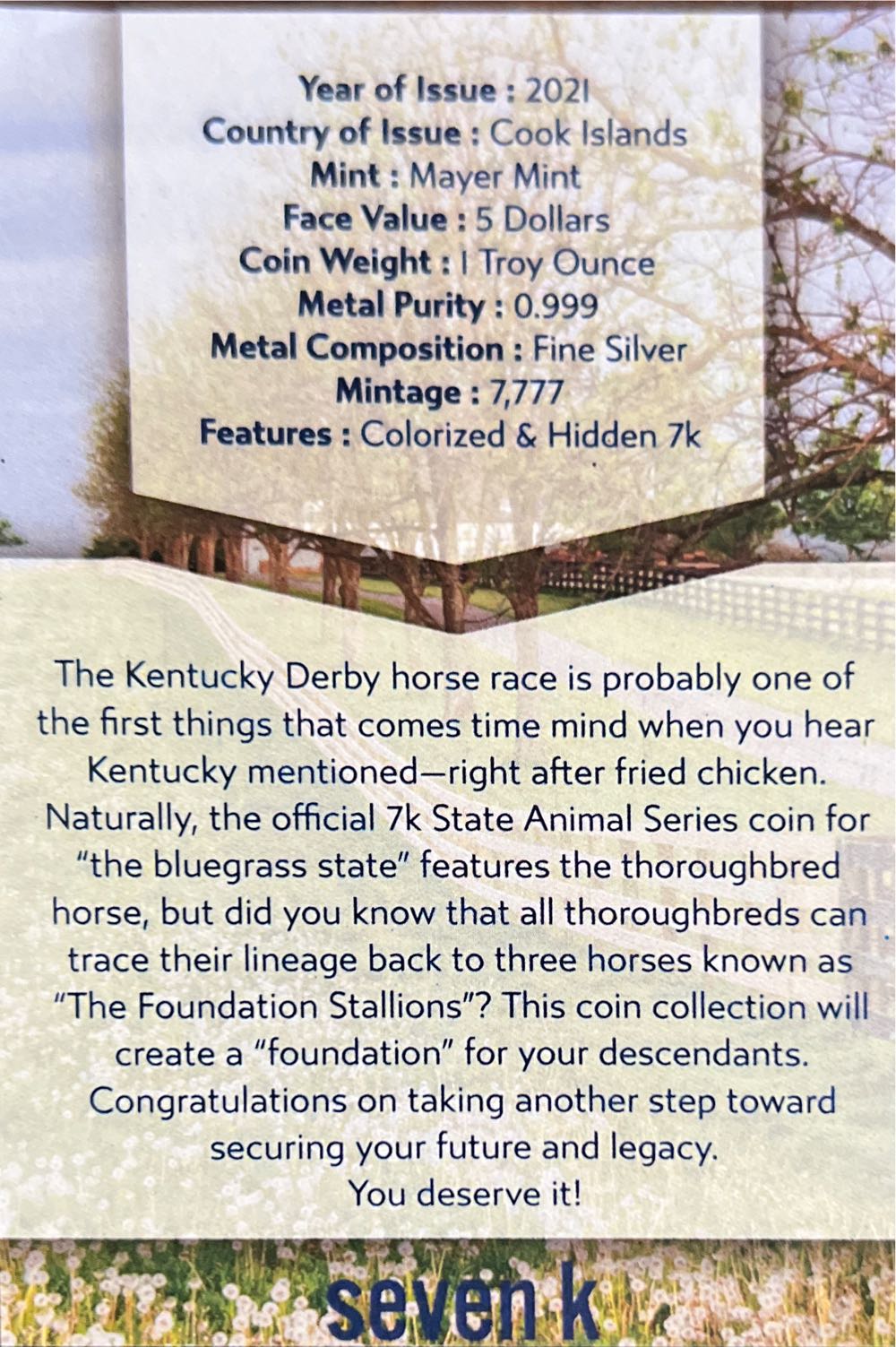 Kentucky - Thoroughbred  coin collectible - Main Image 4
