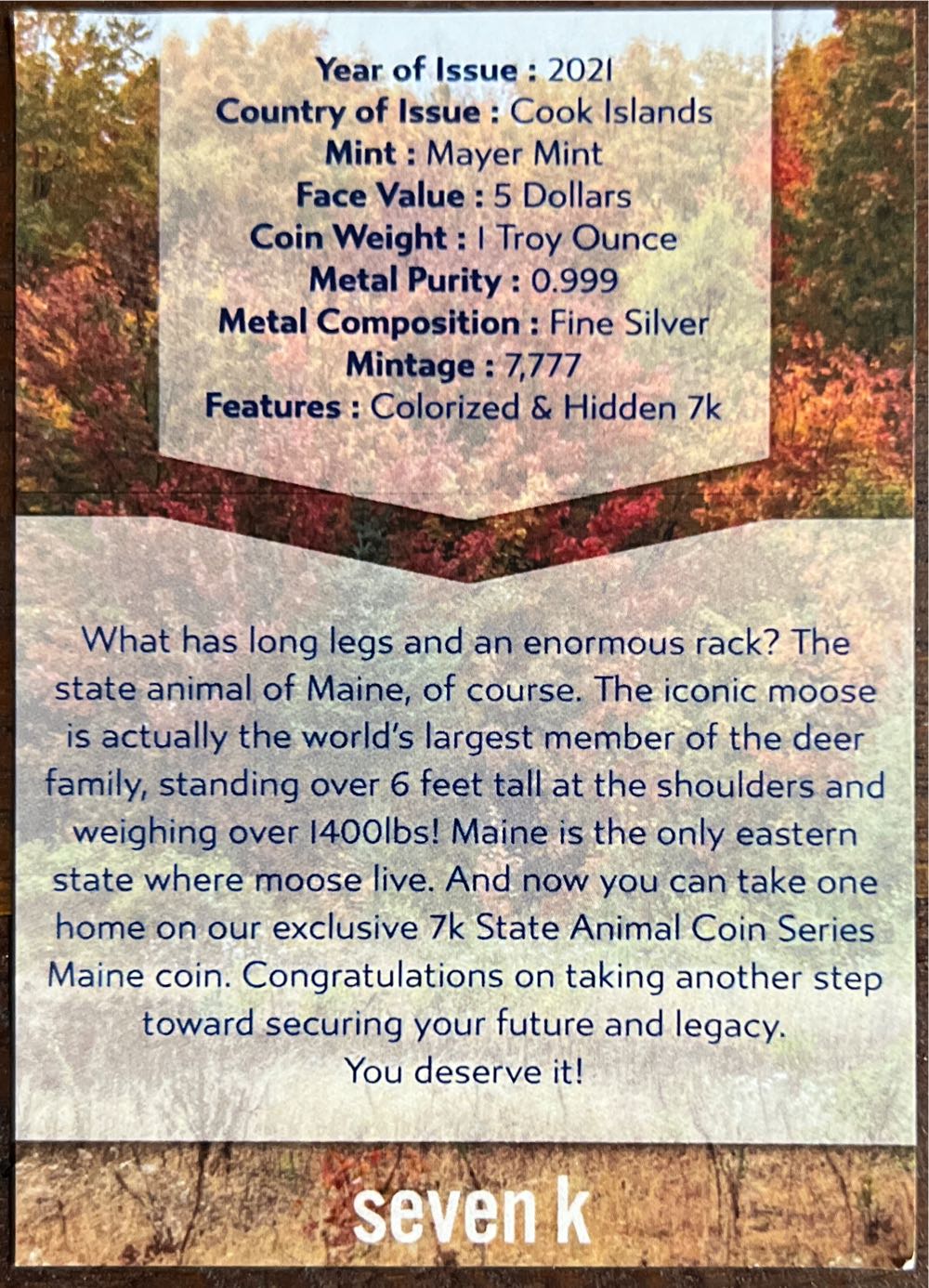 Maine - Moose  coin collectible - Main Image 4