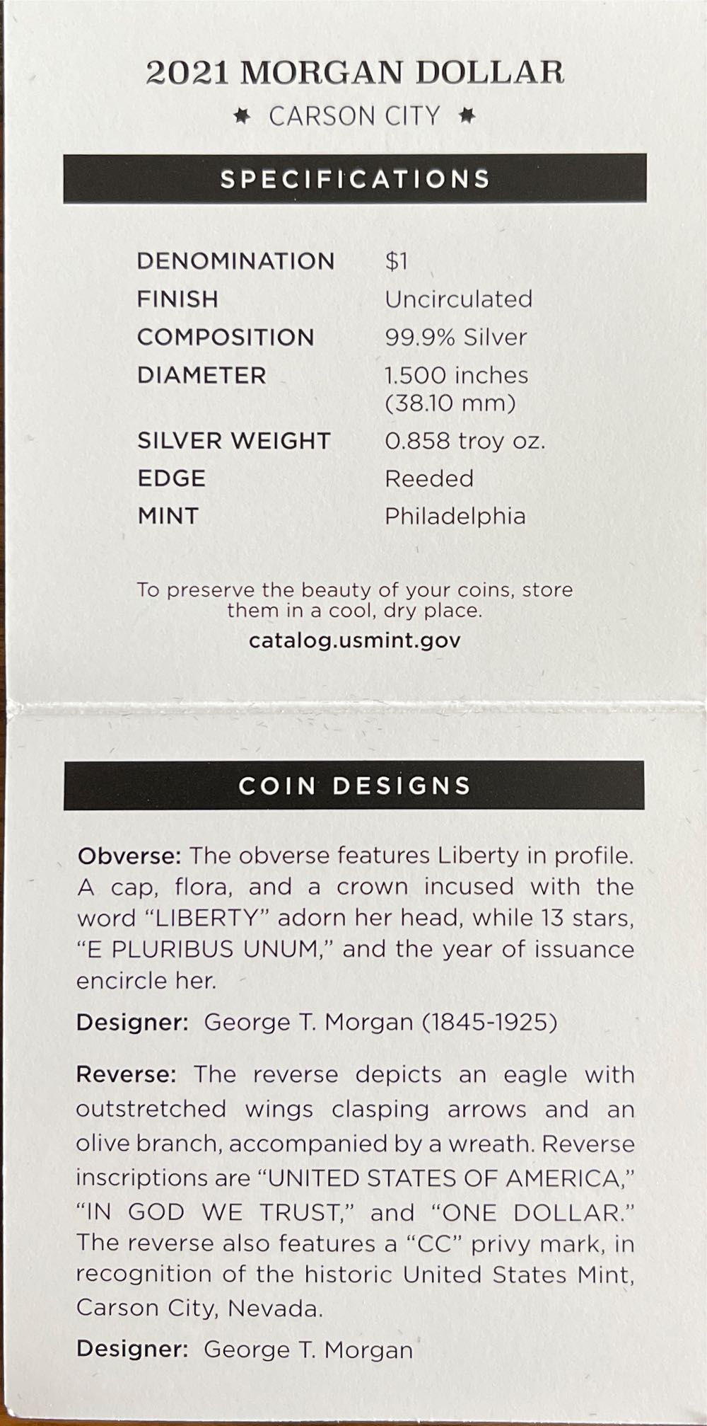 Dollar Morgan CC  coin collectible [Barcode 704786260473] - Main Image 4