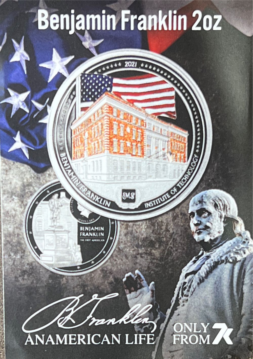 Bejamin Franklin-2oz American Life  coin collectible - Main Image 3