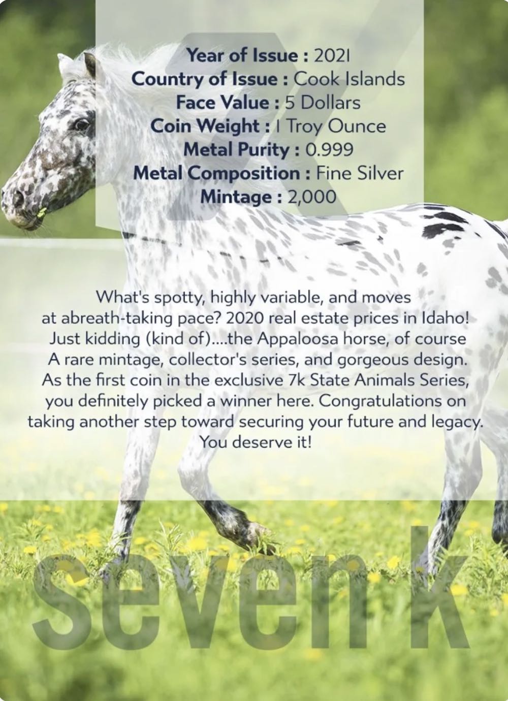 Idaho - Appaloosa  coin collectible - Main Image 4