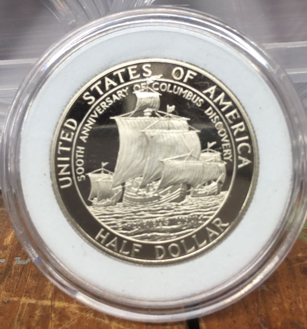 1992 S Columbus Commerative Proof Half Dollar  coin collectible - Main Image 2