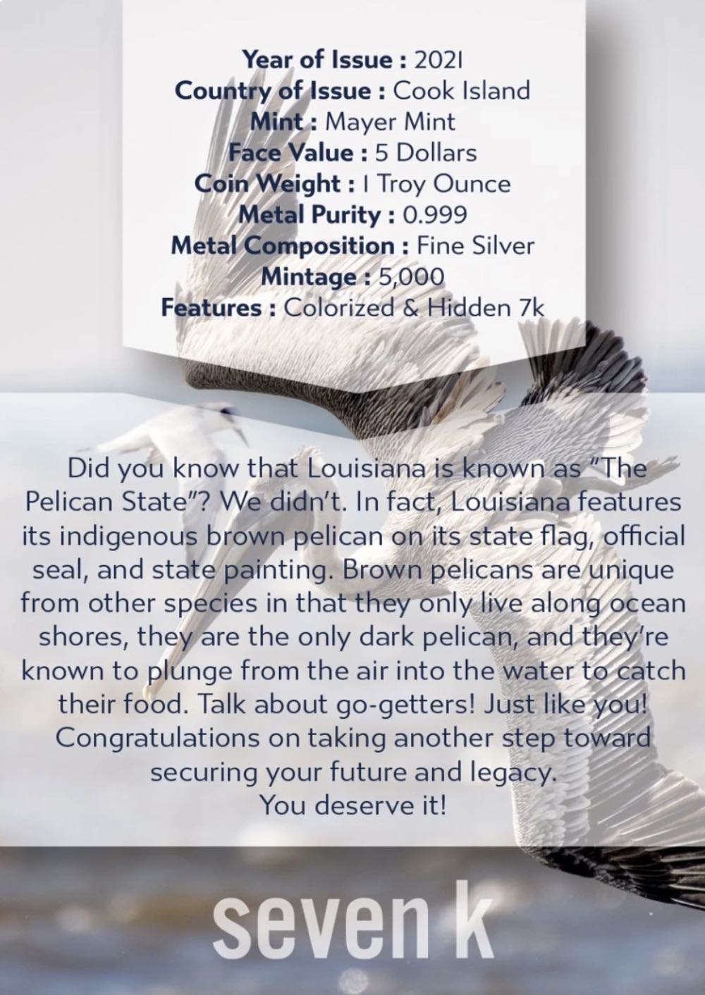 Louisiana - Brown Pelican  coin collectible - Main Image 4