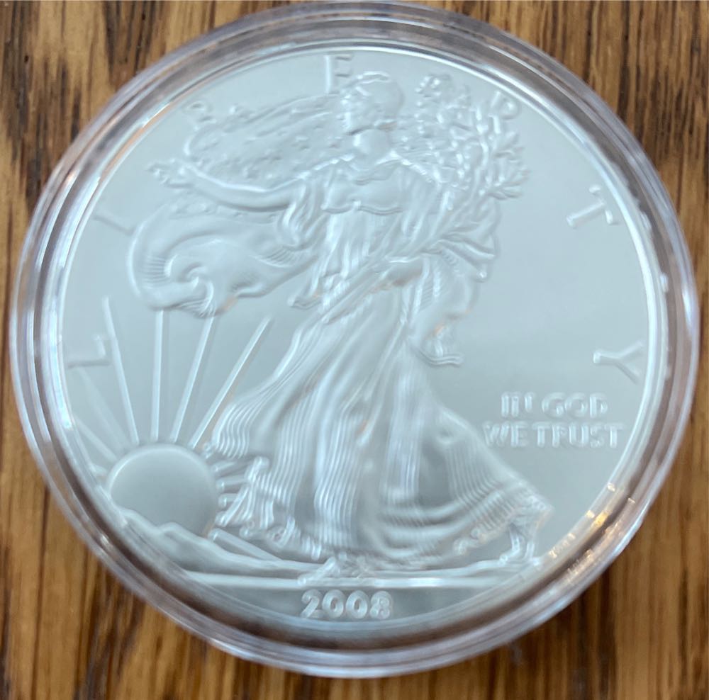 2008 US Mint American Eagle One Ounce Silver Uncirculated  coin collectible - Main Image 1