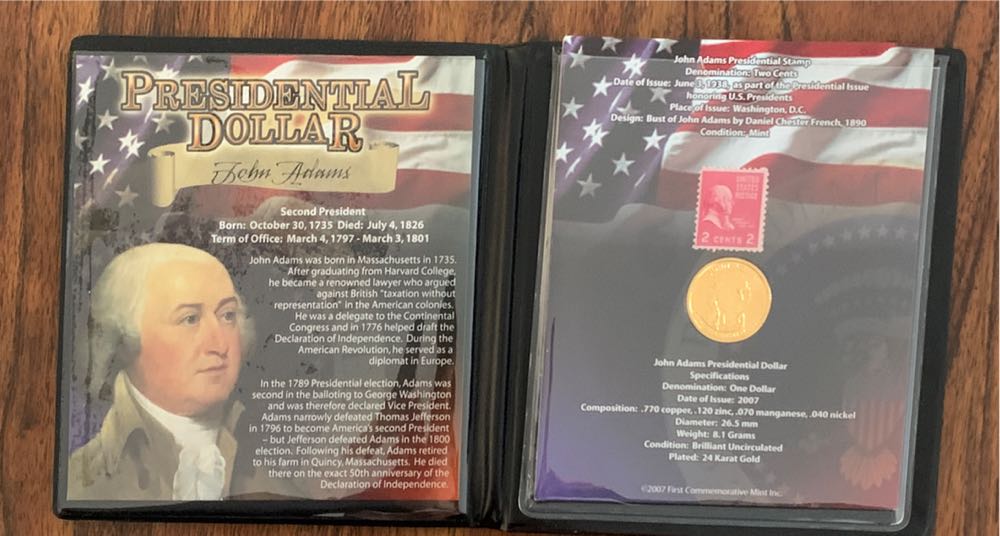 2007 John Adams Presidential Dollar  coin collectible - Main Image 3