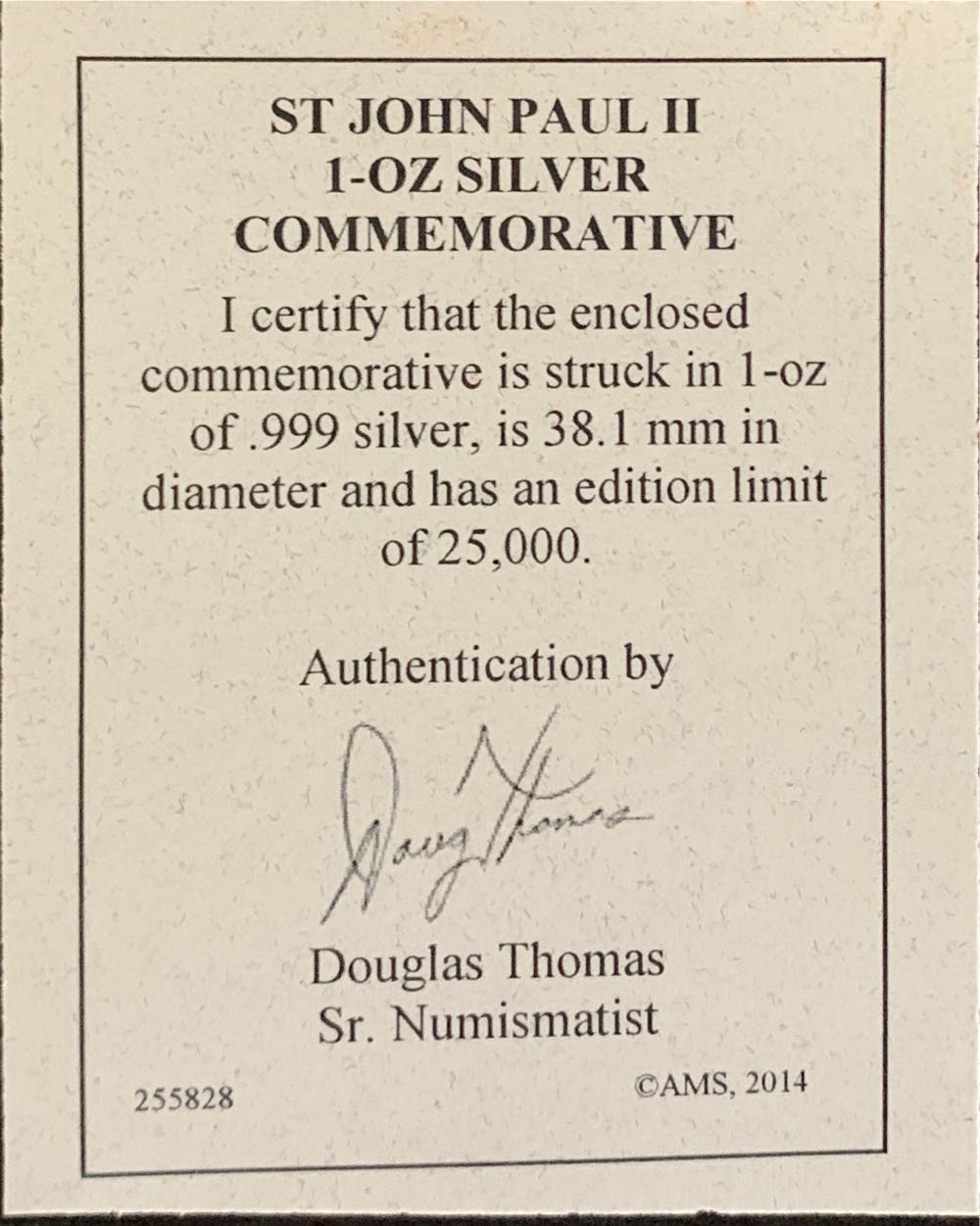 Saint Pope JP II 1-oz Silver Commemorative  coin collectible - Main Image 2